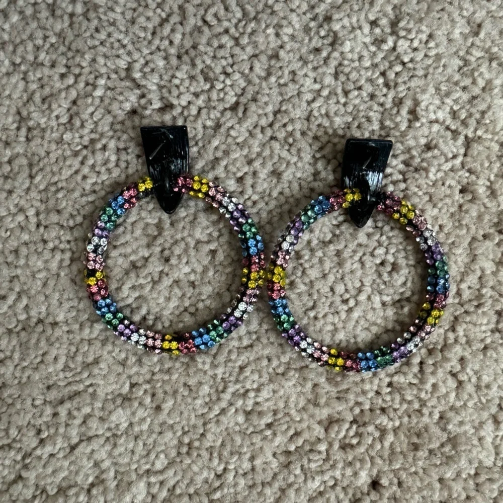 Zara- Multicolored Studded Pierced Large Ring Earrings